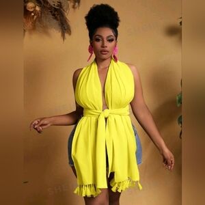 Plus Halter Style Scarf Top